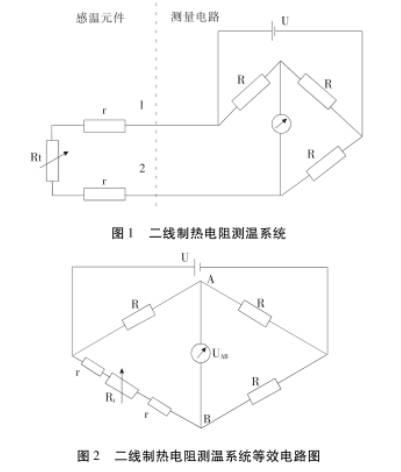 二線制 熱電阻測溫系統(tǒng)圖示